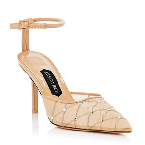 Jessica Rich Women's Amora Embellished Mesh Pointed Toe Pumps Size 40 MSRP $250